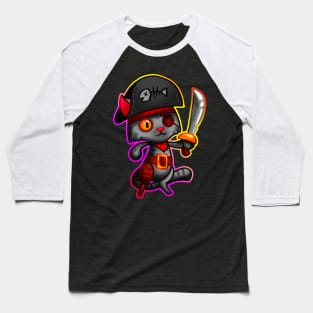 Cat pirate with outline Baseball T-Shirt